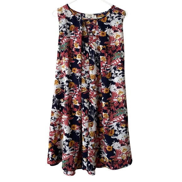 Umgee USA Floral Keyhole Mini Sleeveless Tunic Dress Size Large - Picture 2 of 9